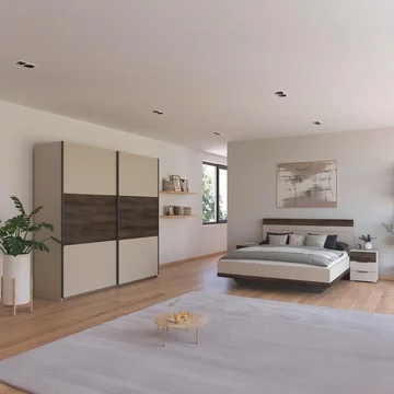 Sajo bedroom set - 160cm - with wardrobe - champagne & atlantic dark oak