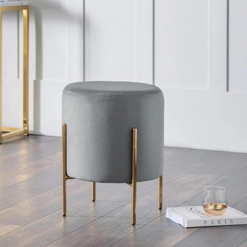 Harrogate grey round upholstered stool