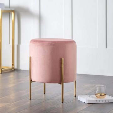 Harrogate pink round upholstered stool