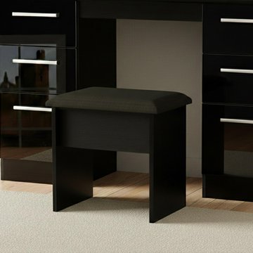Knightsbridge padded dressing stool - black gloss