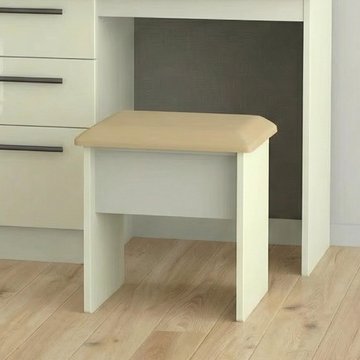 Knightsbridge padded dressing stool - cream gloss