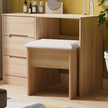 Monaco dressing stool - padded - light oak