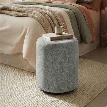 Ben stool - round - calico - boucle fabric