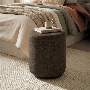 Ben stool - round - nutmeg - boucle fabric