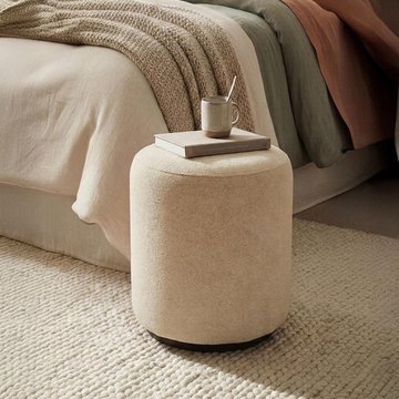 Ben stool - round - oyster - boucle fabric