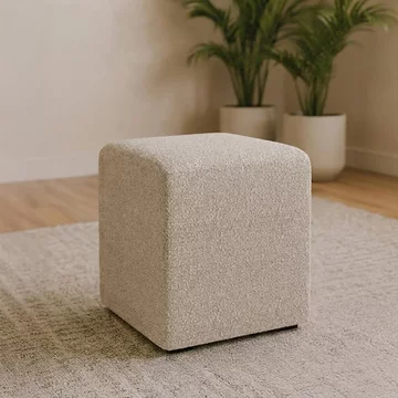Ben stool - square - cologne dove - boucle fabric