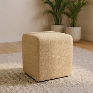 Ben stool - square - cologne latte - boucle fabric