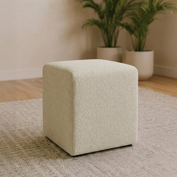 Ben stool - square - oyster - boucle fabric