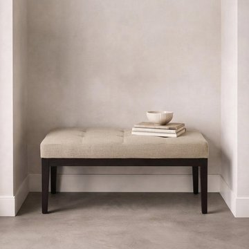 Orchid stool - 2 door - padded - wenge black and beige - fabric and wood