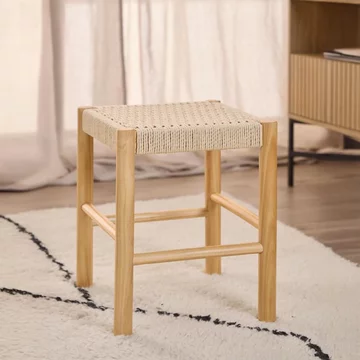 Alvin stool - off white - weaved - square
