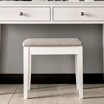 Ashby white stool - pebble grey fabric