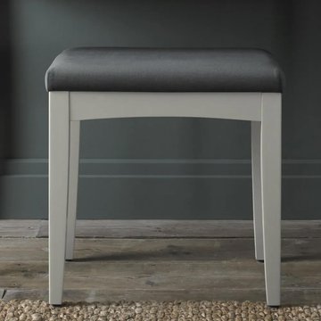 Whitby soft grey velvet stool - gun metal