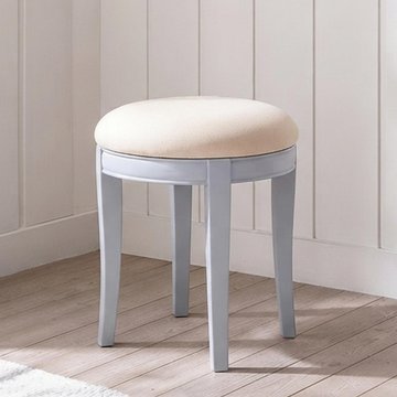 Chantilly dressing stool - round - grey painted - padded