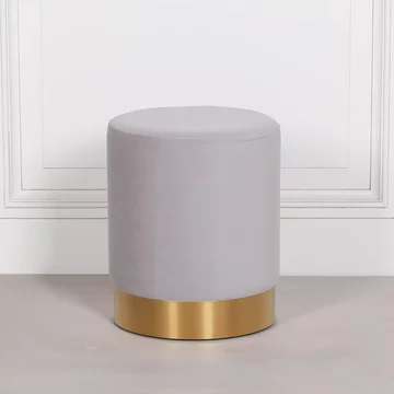 Round stool - grey velvet