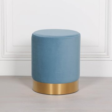 Round stool - ocean blue velvet
