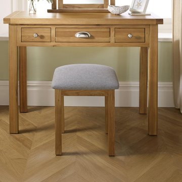 Woburn dressing stool - padded - rustic oak
