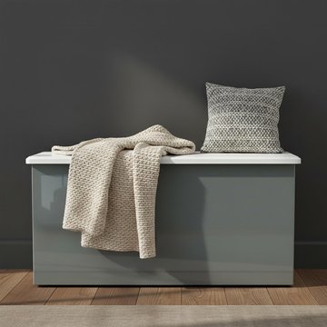 Knightsbridge blanket box - grey gloss and white