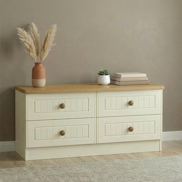 Warwick bed box - cream and oak