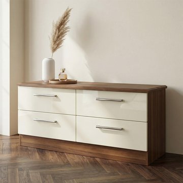 Knightsbridge bed box - cream gloss and walnut