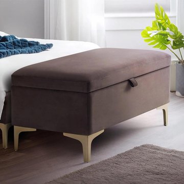 Deco storage blanket box - truffle velvet - fabric