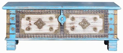 Bergen storage trunk - blue - mango wood