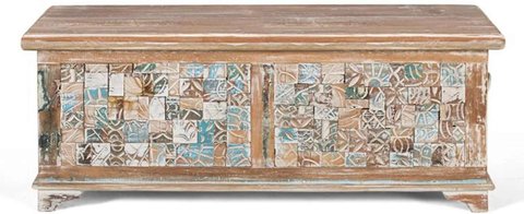 Entholzen storage trunk - carved - mango wood