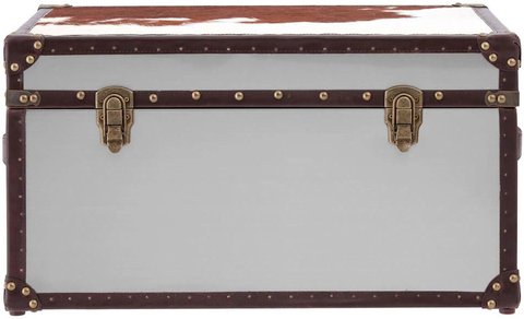 Kensington townhouse storage trunk - brown and white leather