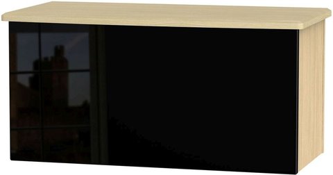Knightsbridge blanket box - black gloss and light oak