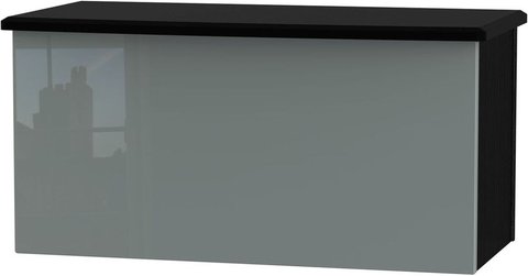 Knightsbridge blanket box - grey gloss and black
