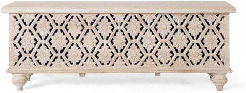Kraschach storage trunk - carved - mango wood