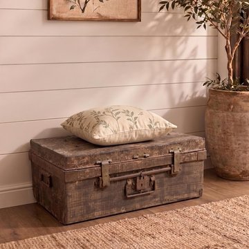 Unique one of a kind - vintage storage trunk - weathered brown - metal