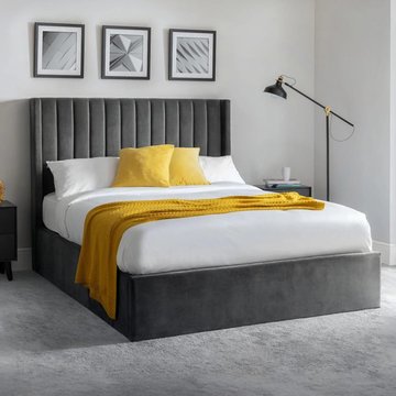 Langham ottoman storage bed - grey fabric - sizes available
