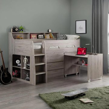 Jupiter midsleeper bed - grey oak effect