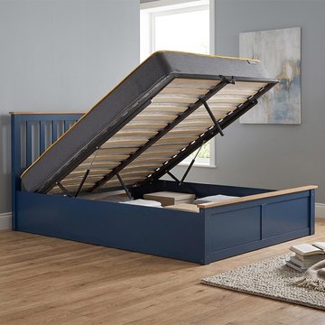Phoenix ottoman storage bed - 4ft 6in double - navy blue