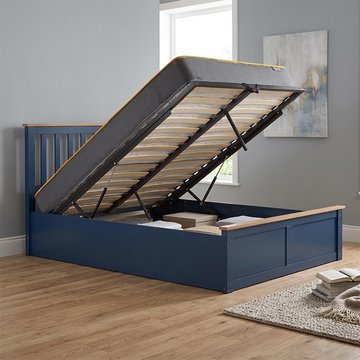 Phoenix ottoman storage bed - 4ft small double - navy blue