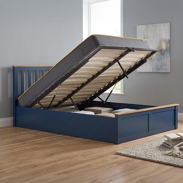 Phoenix ottoman storage bed - 5ft king size - navy blue