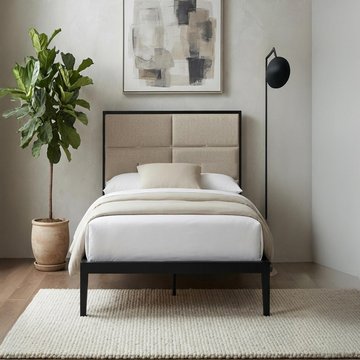 Orchid bed - 3ft single - wenge black and beige - fabric and wood