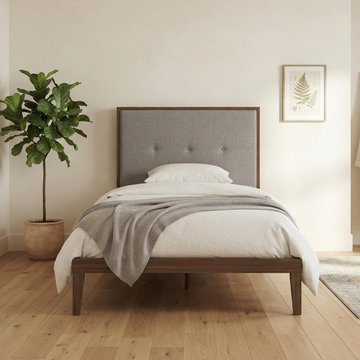 Ivy bed - 3ft single - walnut - fabric and wood