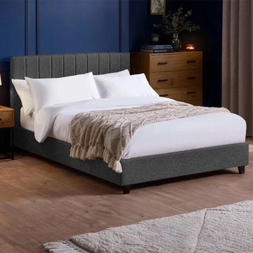 Aylen bed - grey - linen fabric - sizes available