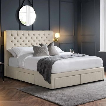 Wilton storage bed - 4 drawer - beige - fabric - sizes available