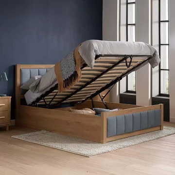 Belmont ottoman storage bed - grey and oak - sizes available