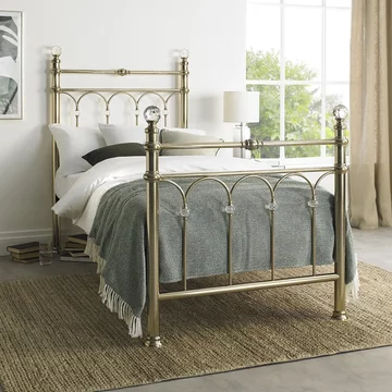 Krystal champagne brass metal bedstead - 3ft single