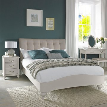 Montreux bed - 5ft king size - soft grey & pebble grey fabric
