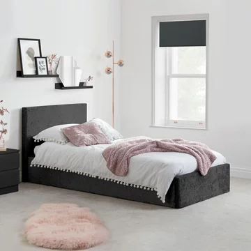 Berlin ottoman storage bed - black velvet fabric - sizes available