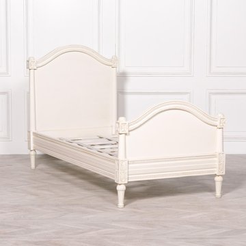 French style corley mahogany carved single bed - ivory - 3ft