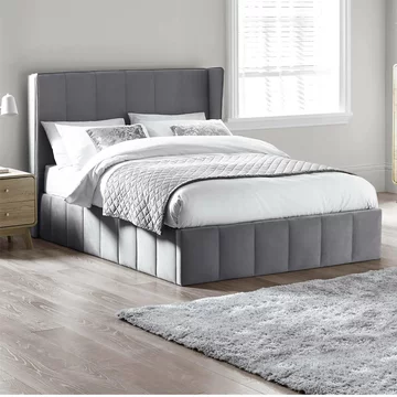 Katie ottoman storage bed - grey fabric - sizes available