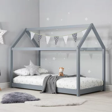 Kids house bed - grey