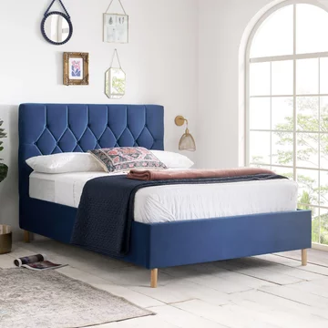 Loxley ottoman storage bed - blue fabric - sizes available