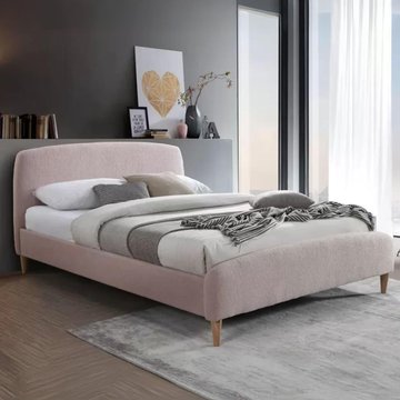 Otley bed - 4ft 6in double - blush pink fabric
