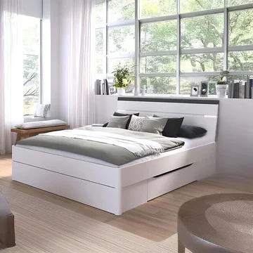 Corvo bed - alpine white & metallic dark grey - 6ft queen size